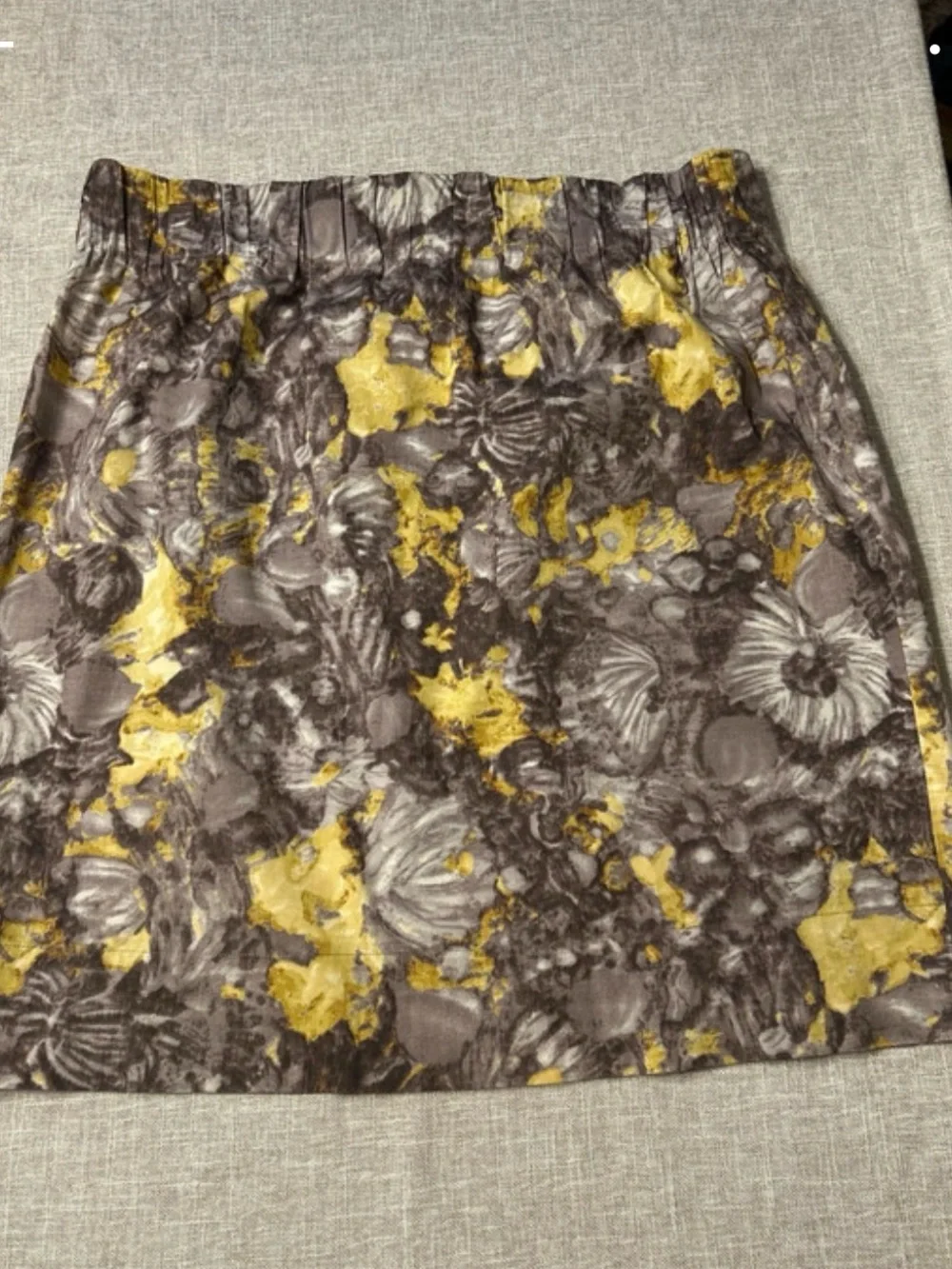 Talbots Gray and Yellow Floral-Print Mini Skirt